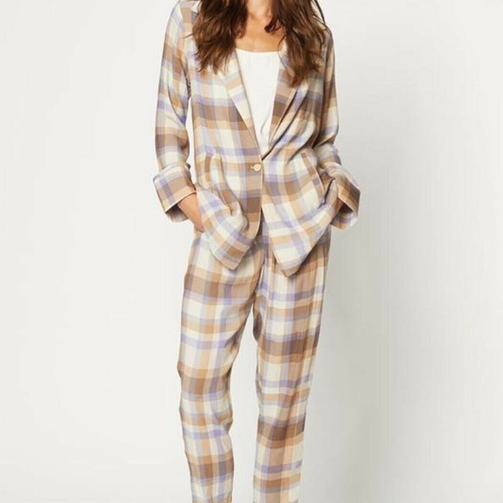 Flynn Skye Plaid oversized button Blazer size XS